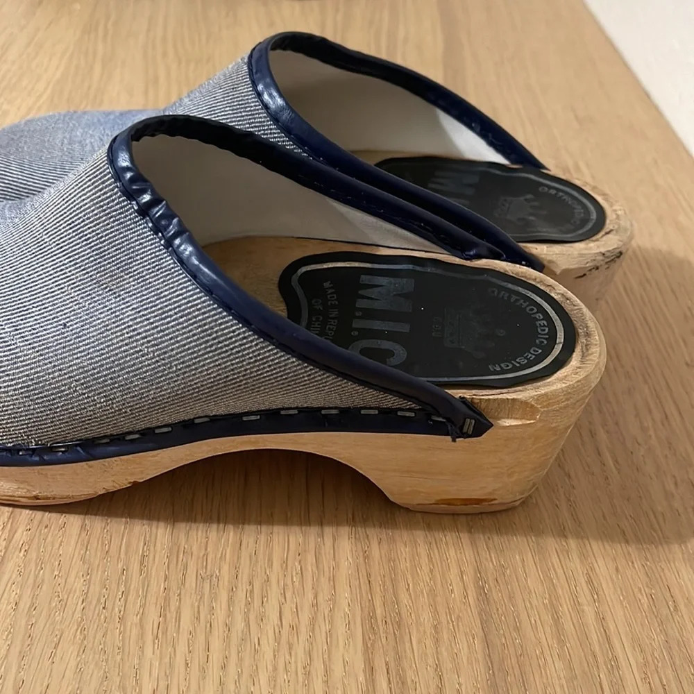 M.I.C. Vintage wooden Clogs Mules Orthopedic Design size 6 blue - Picture 5 of 17